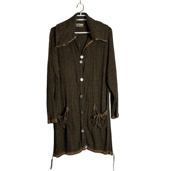 Desert Designs Sweaters - Desert Design Women's Brown Button Up Longline Cardigan